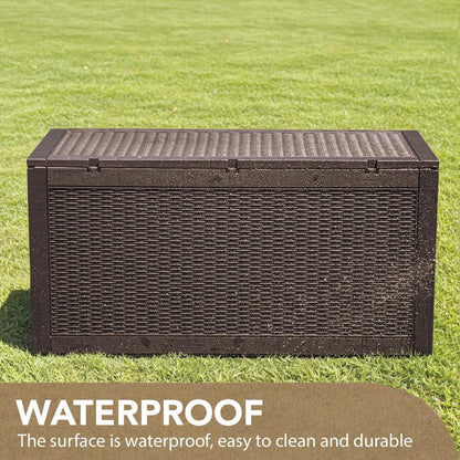 Devoko 100 Gallon Waterproof Large Resin Deck Box Indoor Outdoor Lockable Storage Container for Patio Furniture Cushions Garden Tools (100 Gallon, Black)