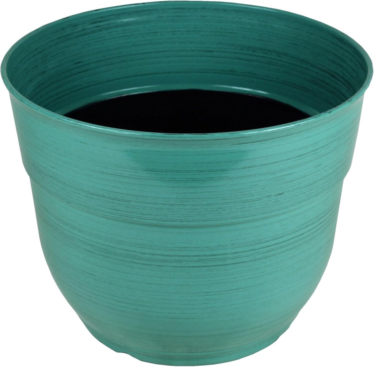 Garden Elements Indoor/Outdoor Glazed Brushed Happy Plastic Planter, Large, Bright Pink, 15"