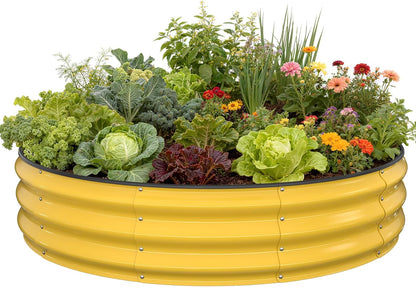 Pattiumo Galvanized Raised Garden Bed 4×4×1 FT, Round Metal Raised Garden Bed Outdoor Planter Box with Open Bottom, Rust-Resistant Steel Garden Bed for Vegetables Herbs Flowers, Easy Assembly
