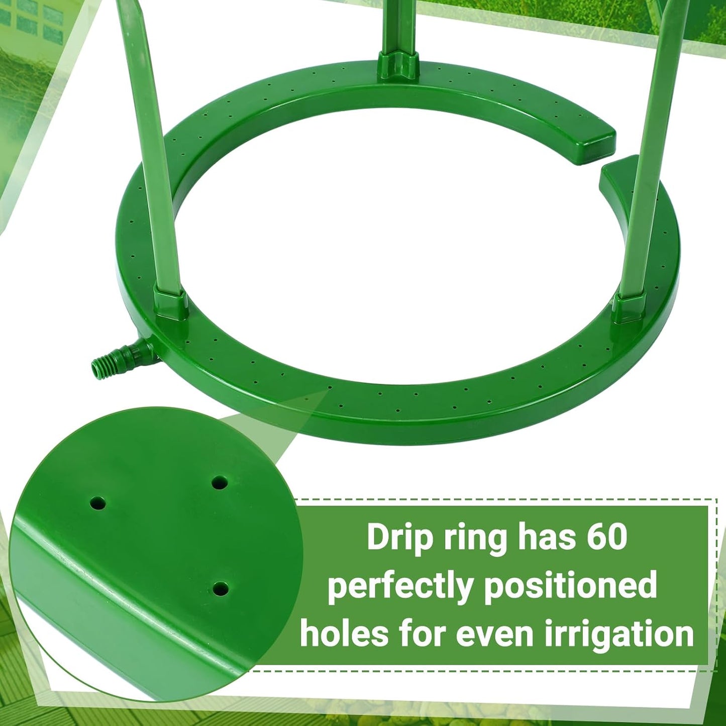 Tujoe 4 Set Water Ring 3 Leg Support Drip Emitter Drip Ring with 1/8 Inch Barbed Inlet Fitting Removable Stakes for Grow Media Irrigation System Rain Watering Tree Plants, Green (5 Inch)