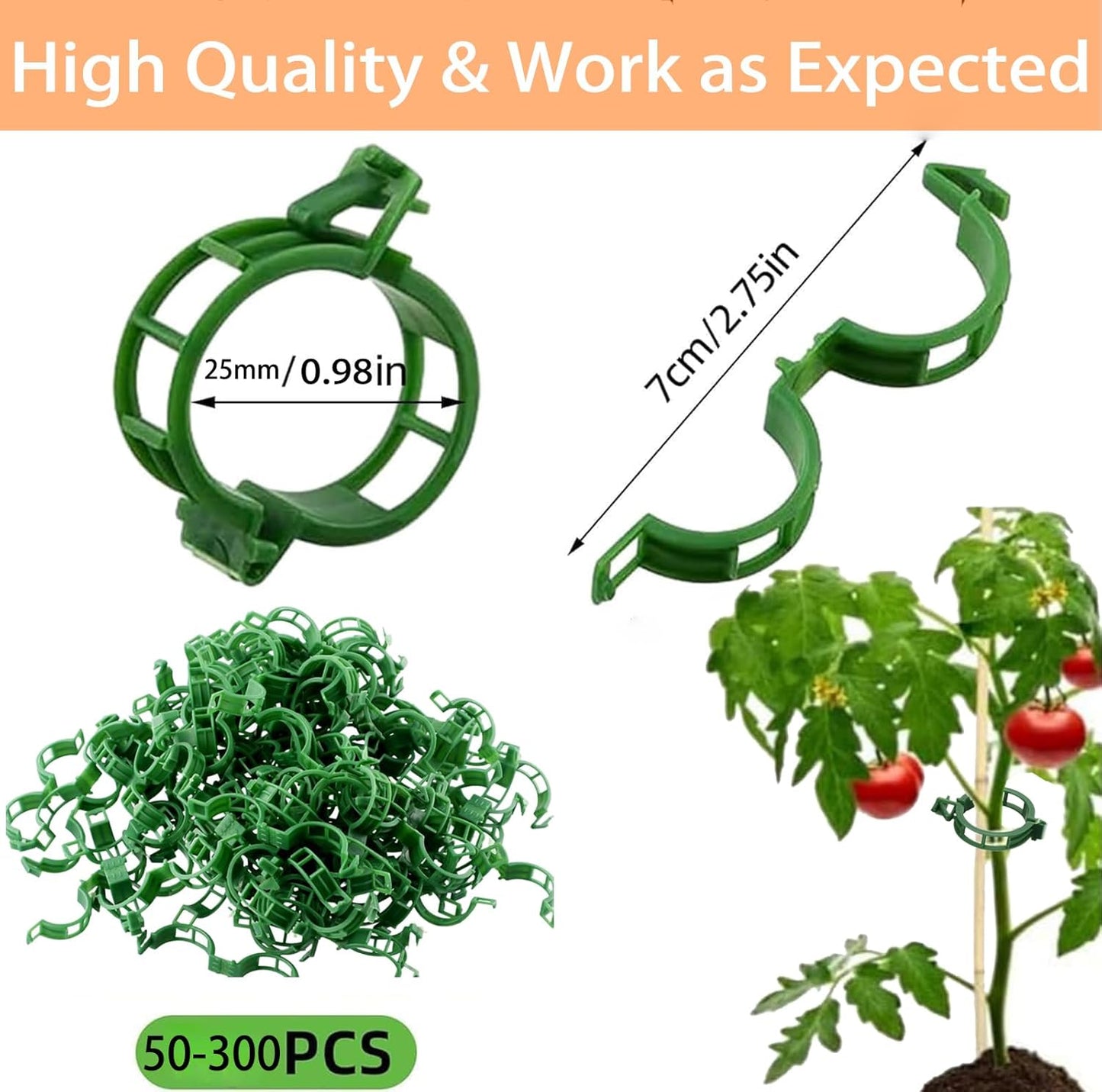 Tomato Support Hooks with String 20 Pcs,100 Pcs Plant Support Clips for Climbing Plants,Tomato Trellis Roller Hooks with 49.2FT String,Reusable Grape Vine Clips to Prevent Tomatoes
