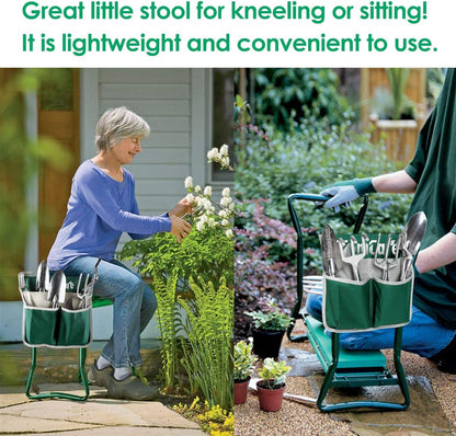 TomCare Garden Kneeler and Seat 10.64” Wider Larger Soft Kneeling Pad Garden Bench with 2 Large Tool Pouches Heavy Duty Garden Stool Foldable Tools Gardening Gifts for Women Men Gardeners
