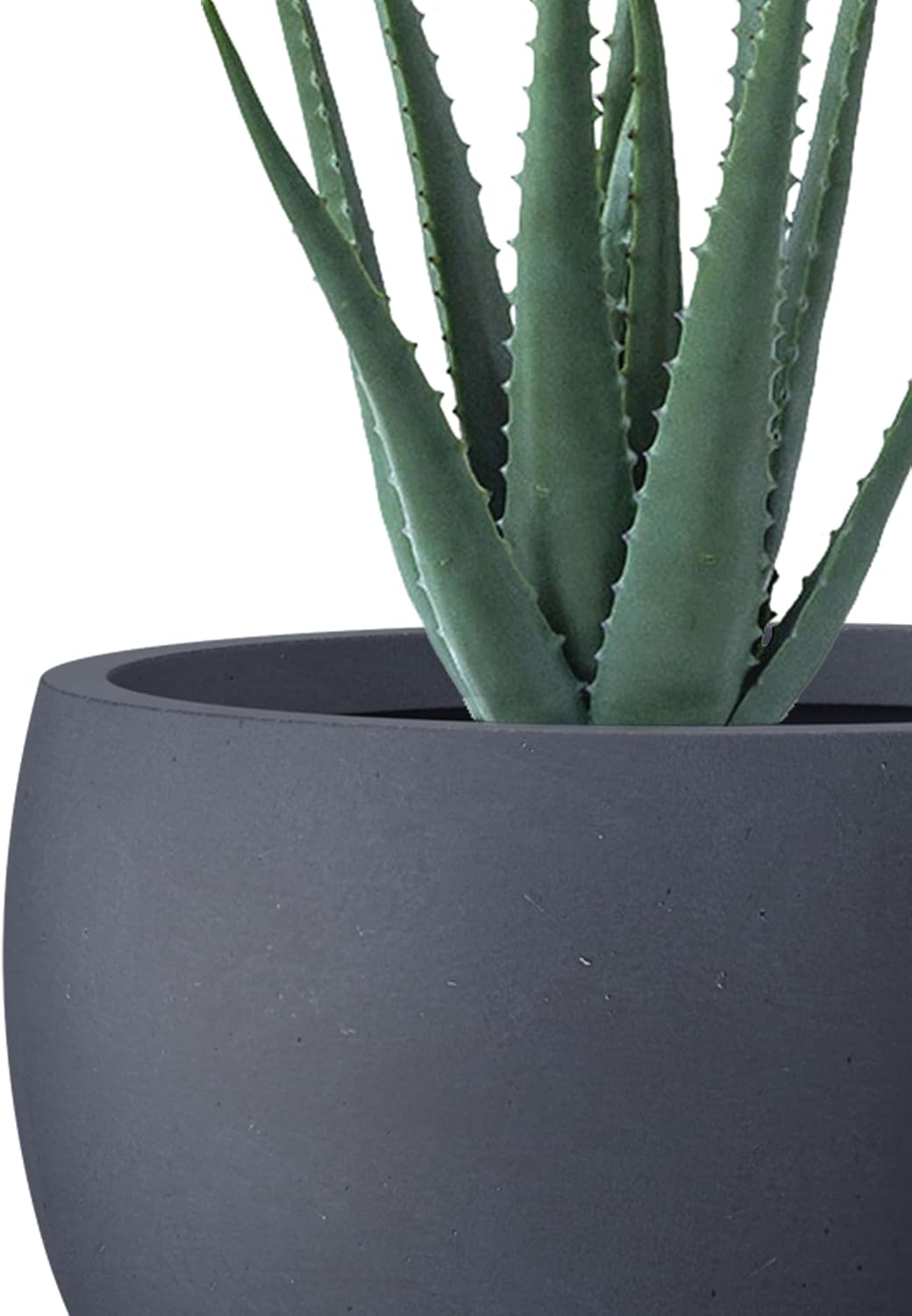 Large Round Bowl Vintage BRN Concrete Planter 19.9" Dia, Outdoor