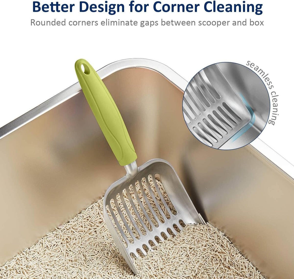 Cat Litter Scoop, Aluminum Alloy Sifter, Kitty Metal Scooper, Deep Shovel, Long Handle, Poop Sifting, Kitten Pooper Lifter, Durable, Heavy Duty, for Litter Box