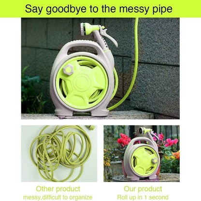 YEFA Retractable Garden Hose Reel - Convenient 50 FT Portable Hose with 6-Function Spray Nozzle for Versatile Watering, Cleaning, and More (Green)
