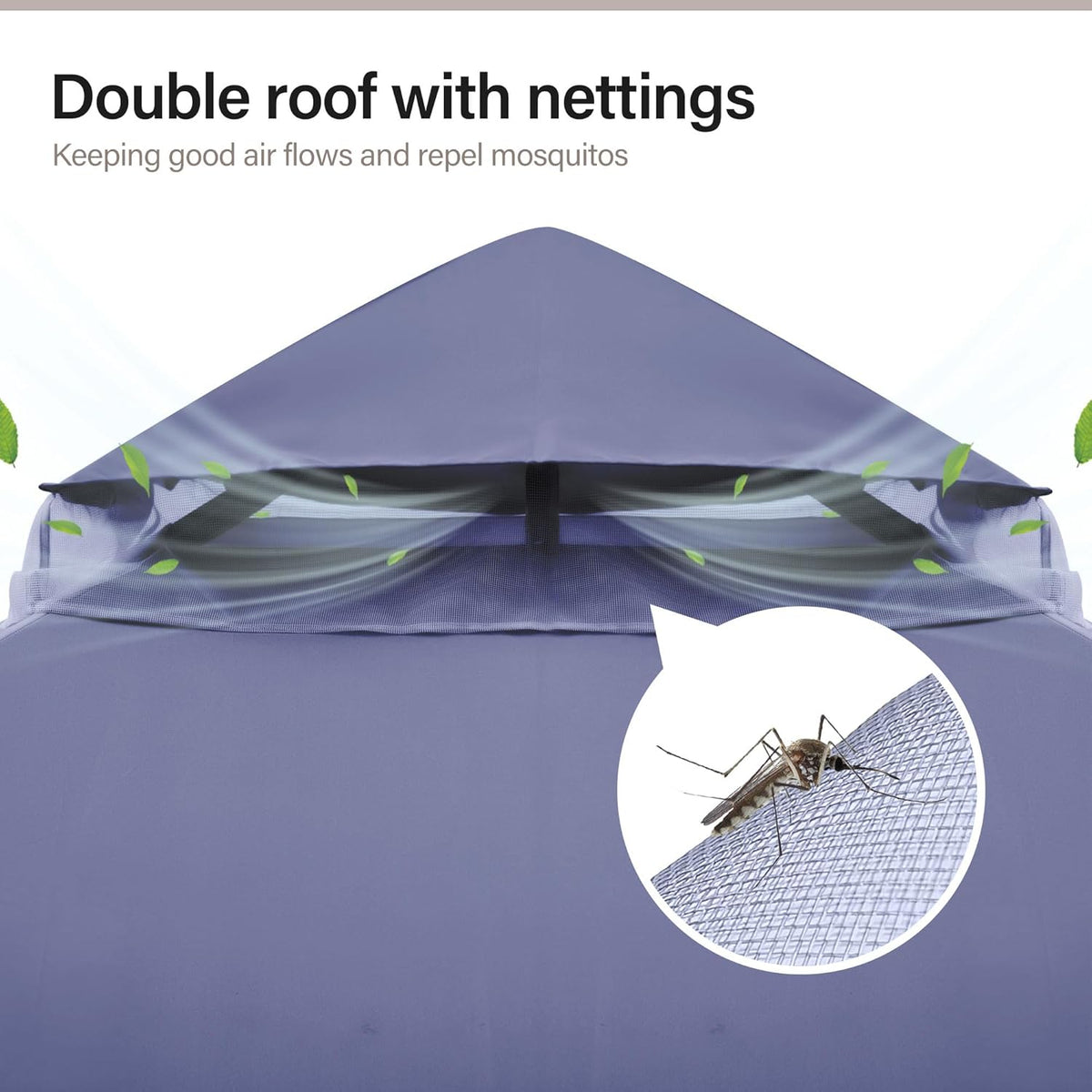 10x20 Gazebo Canopy with 100FT String Lights, Metal Heavy Duty Patio Canopy Tent with Double Roofs, Mosquito Nettings and Privacy Screens for Backyard, Garden, Lawn, Gray