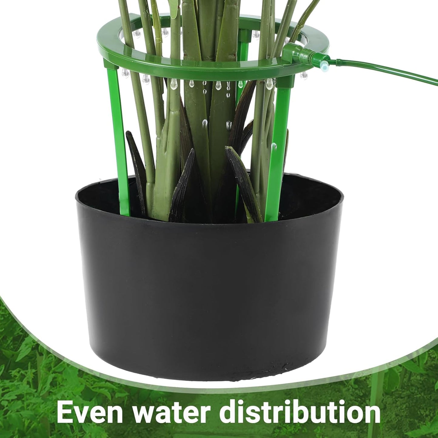 Tujoe 4 Set Water Ring 3 Leg Support Drip Emitter Drip Ring with 1/8 Inch Barbed Inlet Fitting Removable Stakes for Grow Media Irrigation System Rain Watering Tree Plants, Green (5 Inch)