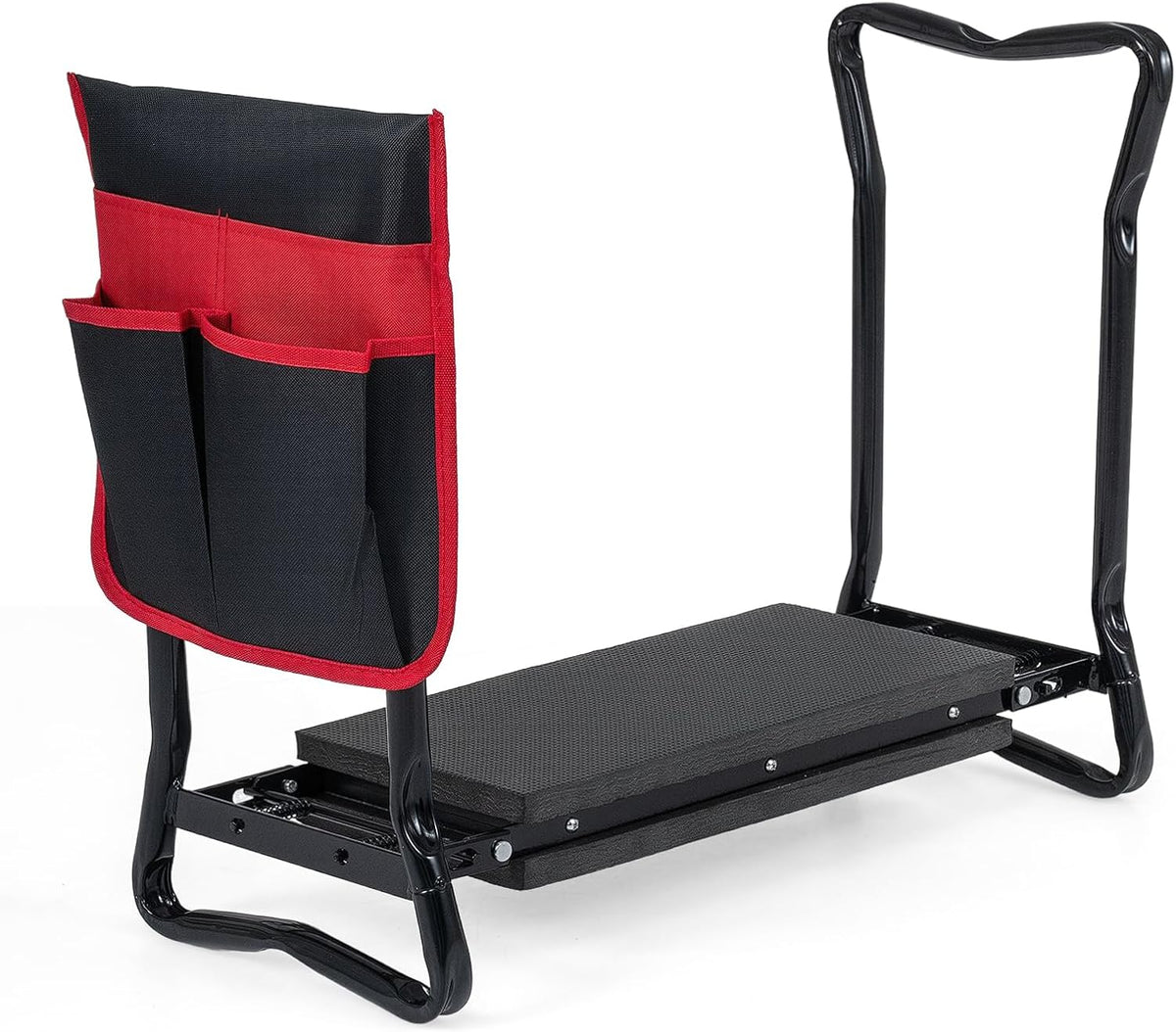 2-in-1 Garden Kneeler & Seat, Folding Seat w/EVA Foam Kneeling Pad & Removable Tools Pouch, Sturdy Steel Frame, No Assembly, Portable Heavy Duty Garden Stool for Women & Men