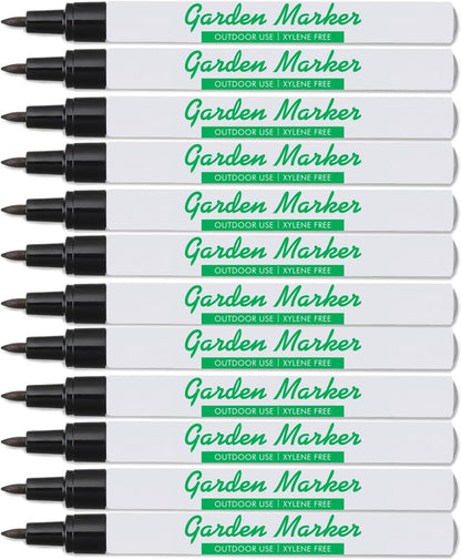 Garden Markers for Outdoor Use, 0.8 mm Medium Point, Black - Fade Resistant Ink, Waterproof, Xylene Free, No Smudging, Dries Quick, Alcohol Based Garden Marker Pen, Use On Almost Any Surface, 2 Count