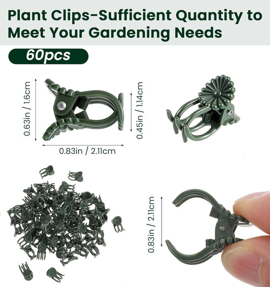 60Pcs Plant Clips for Climbing Plants, Orchid Clips for Plants Support, Indoor & Garden Clip for Climbing Plant Pins, Perfect for Vines & Flowers, Easy to Use Durable, Green