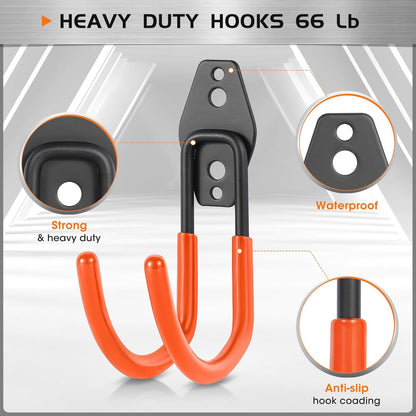 Hose Hanger Wall Mount 2 Pack,Heavy Duty Hose Holder with Screws Metal Hose Hangers for Outside,Hose Rack Suitable for Garage,Garden and Yard