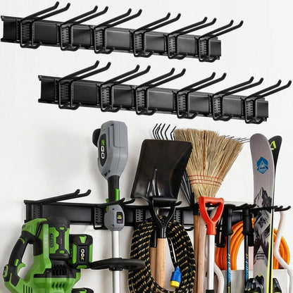 Aking Ace Garage Tool Organizer Wall Mount, 48-Inch Heavy Duty Garden Tool Rack for Shed, Holds 350lbs, Adjustable Storage Hanger for Shovel, Rake, and Power Tools
