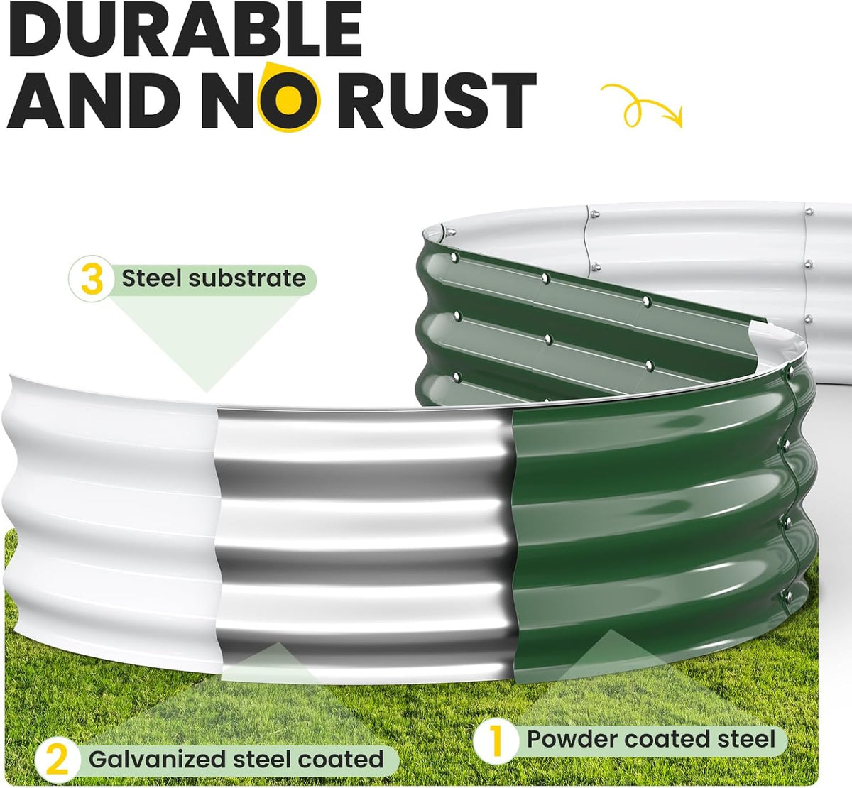 Pattiumo Galvanized Raised Garden Bed 4×4×1 FT, Round Metal Raised Garden Bed Outdoor Planter Box with Open Bottom, Rust-Resistant Steel Garden Bed for Vegetables Herbs Flowers, Easy Assembly
