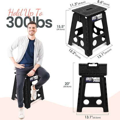 Folding Step Stool 13 Inch,300 Lbs Step Stool for Adults Black