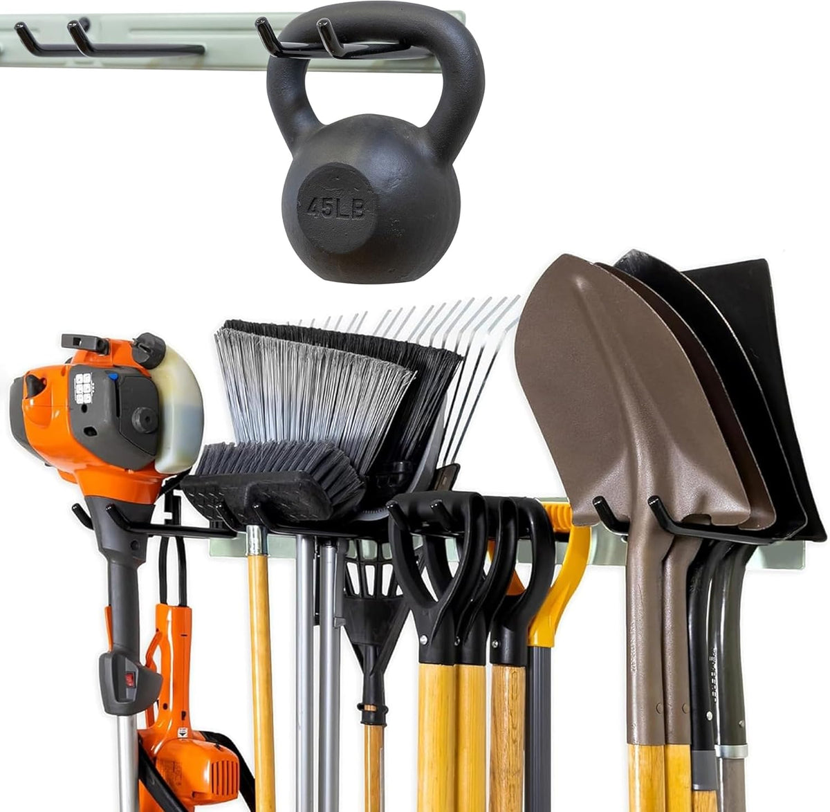 StoreYourBoard 36" Garage Tool Organizer Wall Mount | Garden Tool Organizer System | Heavy Duty Garden Tool Storage Rack for Yard Tools Rakes Shovels 250lbs Garage Organization | 4 PVC Coated Hooks