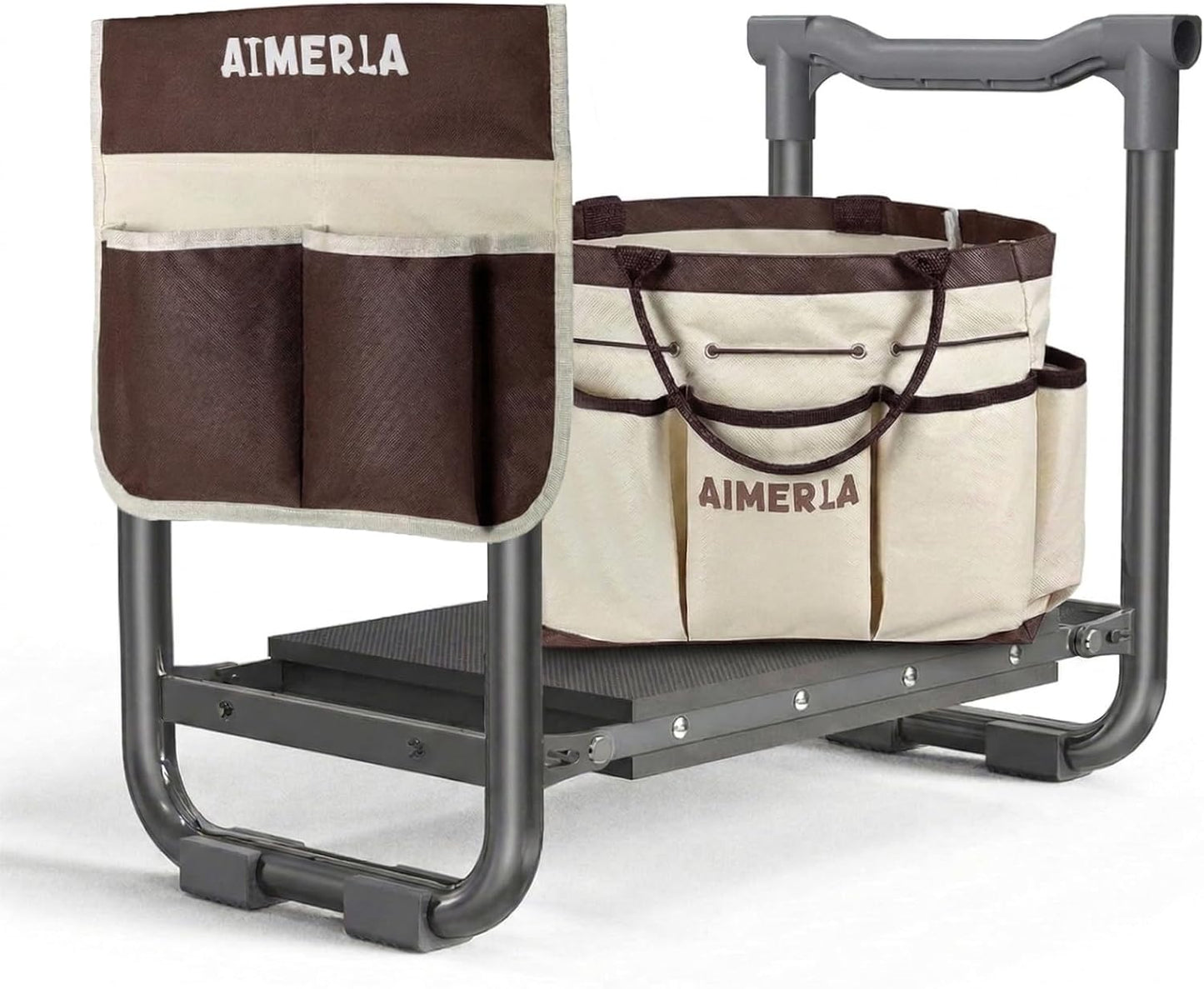 Aimerla Foldable Garden Kneeler Seat Heavy Duty [Upgraded Widened Thick Kneeling Pad] Gardening Stool with Large Tool Bags with Pockets - Portable Garden Bench Gardening Gifts for Parents