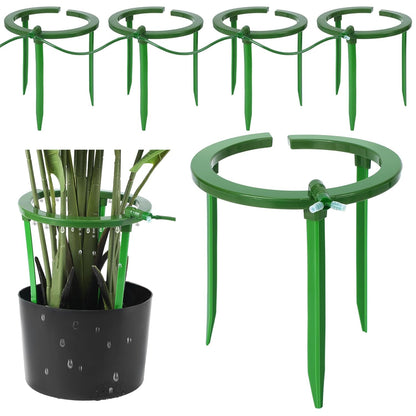 Tujoe 4 Set Water Ring 3 Leg Support Drip Emitter Drip Ring with 1/8 Inch Barbed Inlet Fitting Removable Stakes for Grow Media Irrigation System Rain Watering Tree Plants, Green (5 Inch)