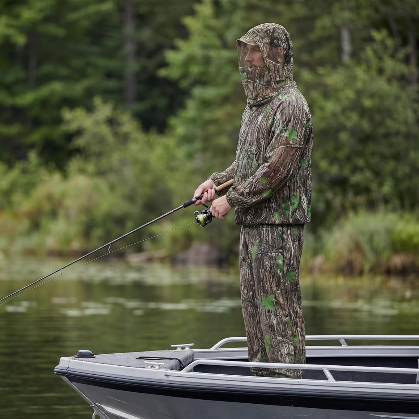 Mosquito Netting Suit Bug Net Mesh Clothing with Hood Outdoor Garden Hunting Camo Protection from Fly Insects Bugs