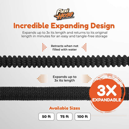 Flexi Hose Lightweight Expandable Garden Hose, 150FT -Retractable Garden Hose, Water Hose - No-Kink Flexibility, 3/4 Inch Solid Brass Fittings and Double Latex Core