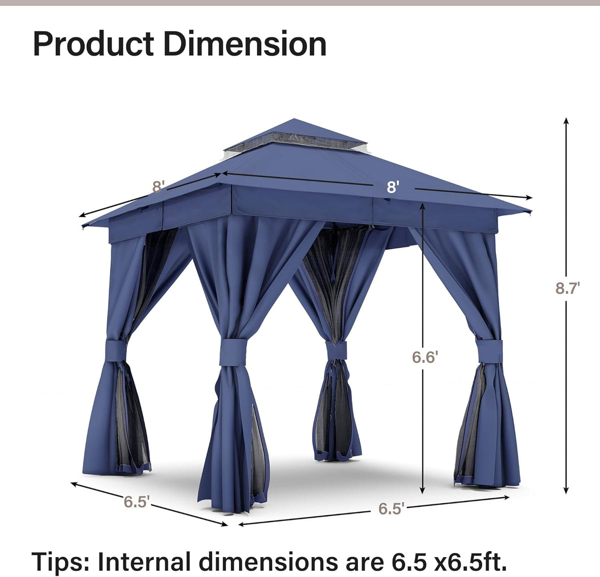 10x20 Gazebo Canopy with 100FT String Lights, Metal Heavy Duty Patio Canopy Tent with Double Roofs, Mosquito Nettings and Privacy Screens for Backyard, Garden, Lawn, Gray