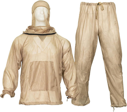 Mosquito Netting Suit Bug Net Mesh Clothing with Hood Outdoor Garden Hunting Camo Protection from Fly Insects Bugs
