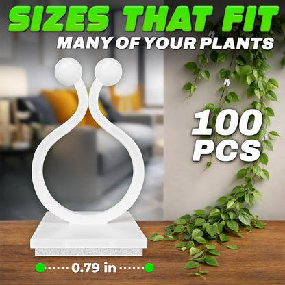 Plant Wall Clips for Climbing Plants 110 Pcs - Pothos Plant Climber Support, Large, Medium, Small Sizes Wall Clips for Support, Strong Self-Adhesive, For Indoor Plants, Cable Management & Plant Holder