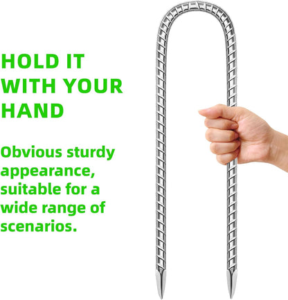 11 Pack Ground Garden Rebar Stakes Rebar 12 Inch Anti-Rust Galvanized Steel U Shape Hook Heavy Duty Ground Anchors for Tents, Position Kits,Fences, and Trampolines Landscape Fabric