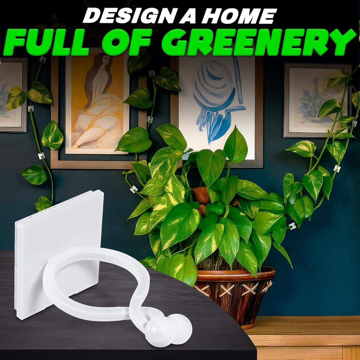 Plant Wall Clips for Climbing Plants 110 Pcs - Pothos Plant Climber Support, Large, Medium, Small Sizes Wall Clips for Support, Strong Self-Adhesive, For Indoor Plants, Cable Management & Plant Holder