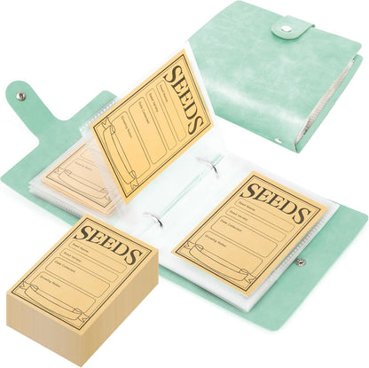 Seed Packet Organizer Binder, Garden Planner Packet with 25 Pack Clear Pocket Sleeves(Slot 3.9" x 5.5") 50Pcs Seed Storage Envelopes, Fit for Standard Seed Packets