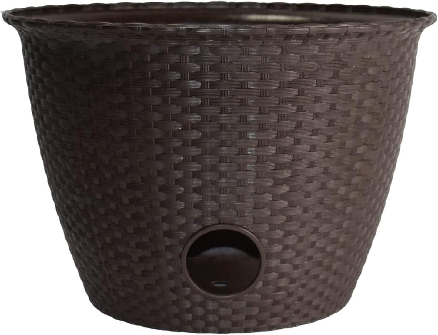 The HC Companies 18 inch Woven Garden Hose Holder, Lightweight UV-Resistant Plastic Water Hose Holder with 100-Foot Capacity, 2-Pack Water Hose Pots for Garden, Patio & Home Organization, Black