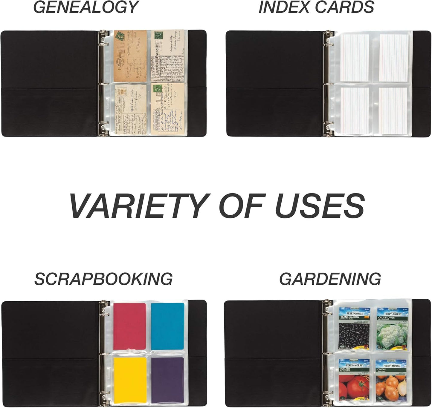 Samsill 50 Pack Heavy Weight 4 Pocket Garden Seeds Storage Clear Sheet Protectors, Seed Organizer, Each Pocket Measures 3.5" x 5.25", Fits in Standard 3 Ring Binder