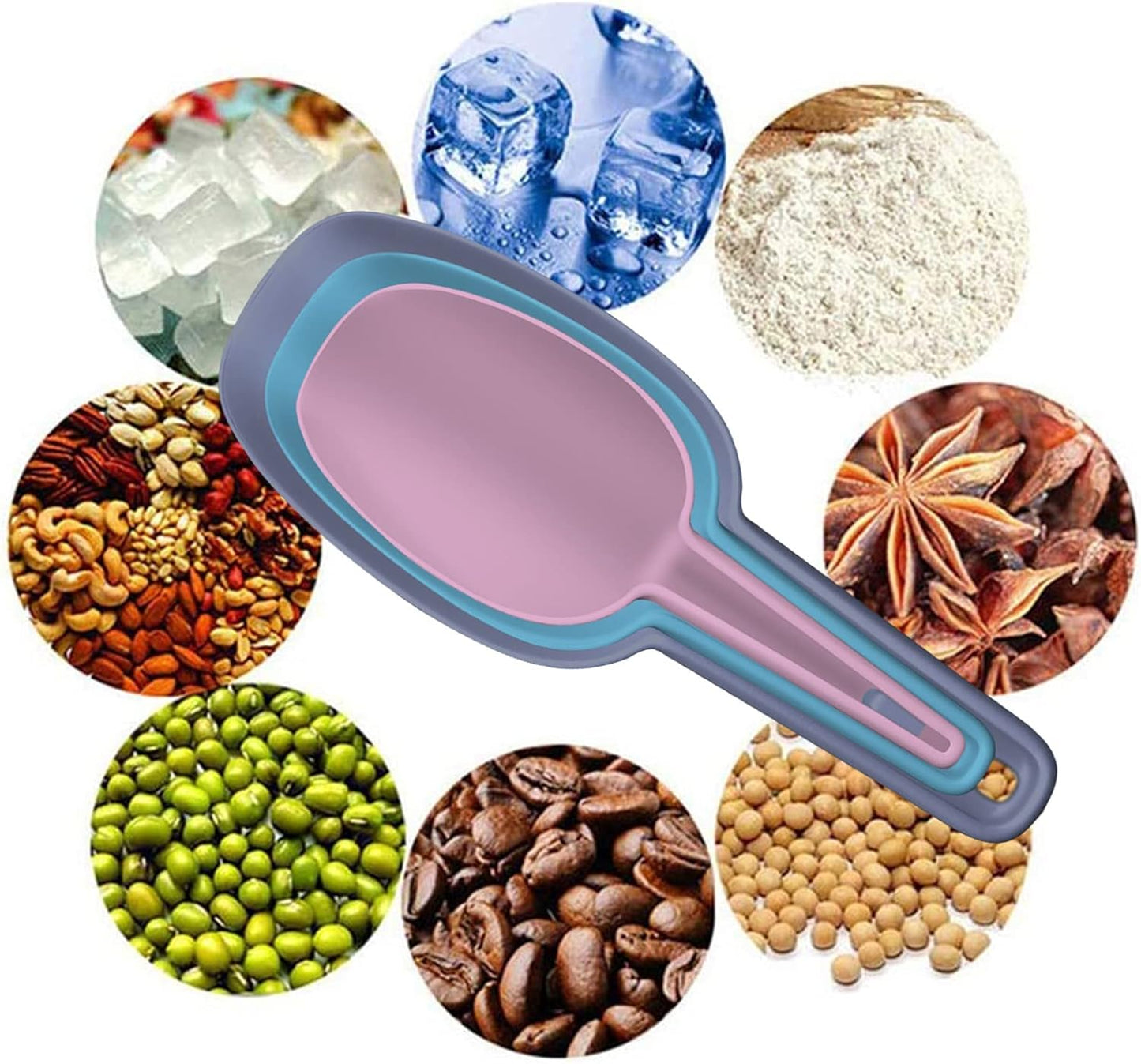 Flour Scoop Set of 3 for Canisters, Ice, Popcorn, Pet Food, Dry Goods, Coffee Beans, Candy - Plastic Scoops 1.7/3.4/5.1 oz