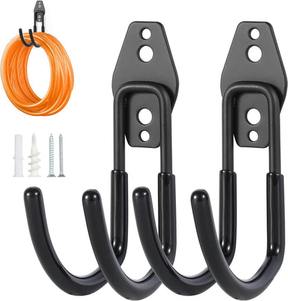 Hose Hanger Wall Mount 2 Pack,Heavy Duty Hose Holder with Screws Metal Hose Hangers for Outside,Hose Rack Suitable for Garage,Garden and Yard