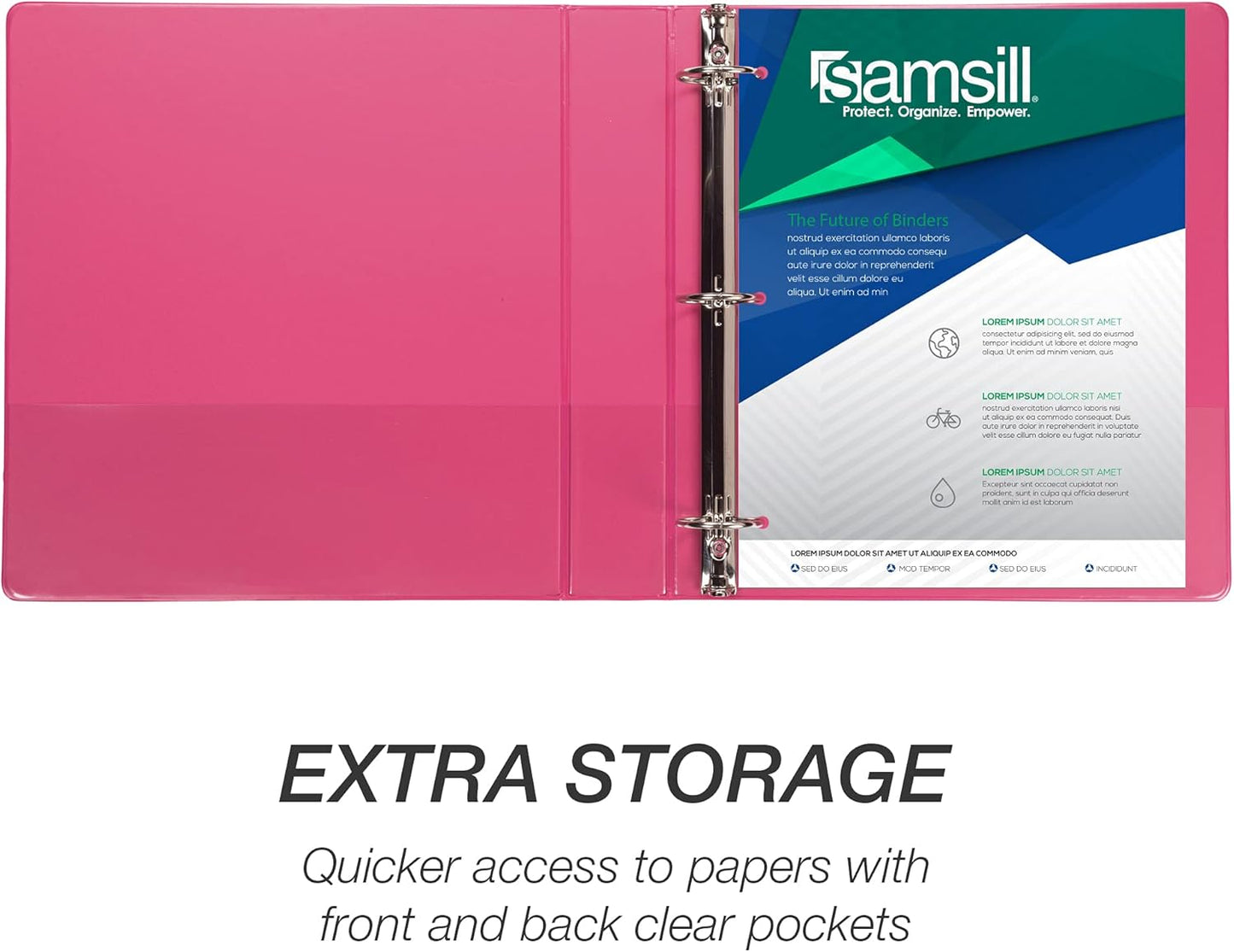 Samsill BioBinder 2 Inch (4-Pack) - Durable Plant-Based 3 Ring View Binder, USDA Certified Biobased, Customizable Nonstick Cover & Spine - 425 Sheet Capacity, Letter Size School Office Organizer