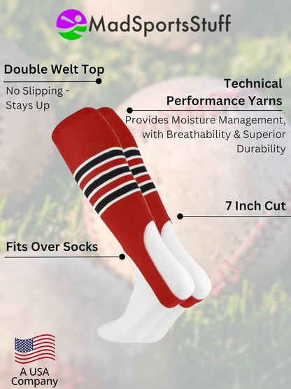 MadSportsStuff Baseball Stirrups Softball Stirrups with Stripes for Boys Girls Men Women Pattern B 3 Stripe