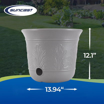 Suncast 300 Foot Heavy Duty 5 Gallon Decorative Plastic Hose Pot for Expandable and Lightweight Hoses, Ideal for Garden, Patio and Backyard Use
