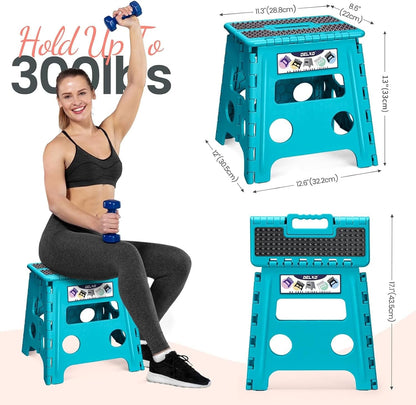 Folding Step Stool 13 Inch,300 Lbs Step Stool for Adults Black