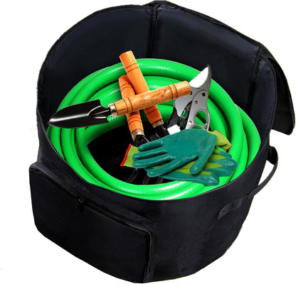 Garden Water Hose Holder Storage Bag Hider, Holds Garden Tools and 150 ft Hose for Indoor,Patio and Warehouse-Black