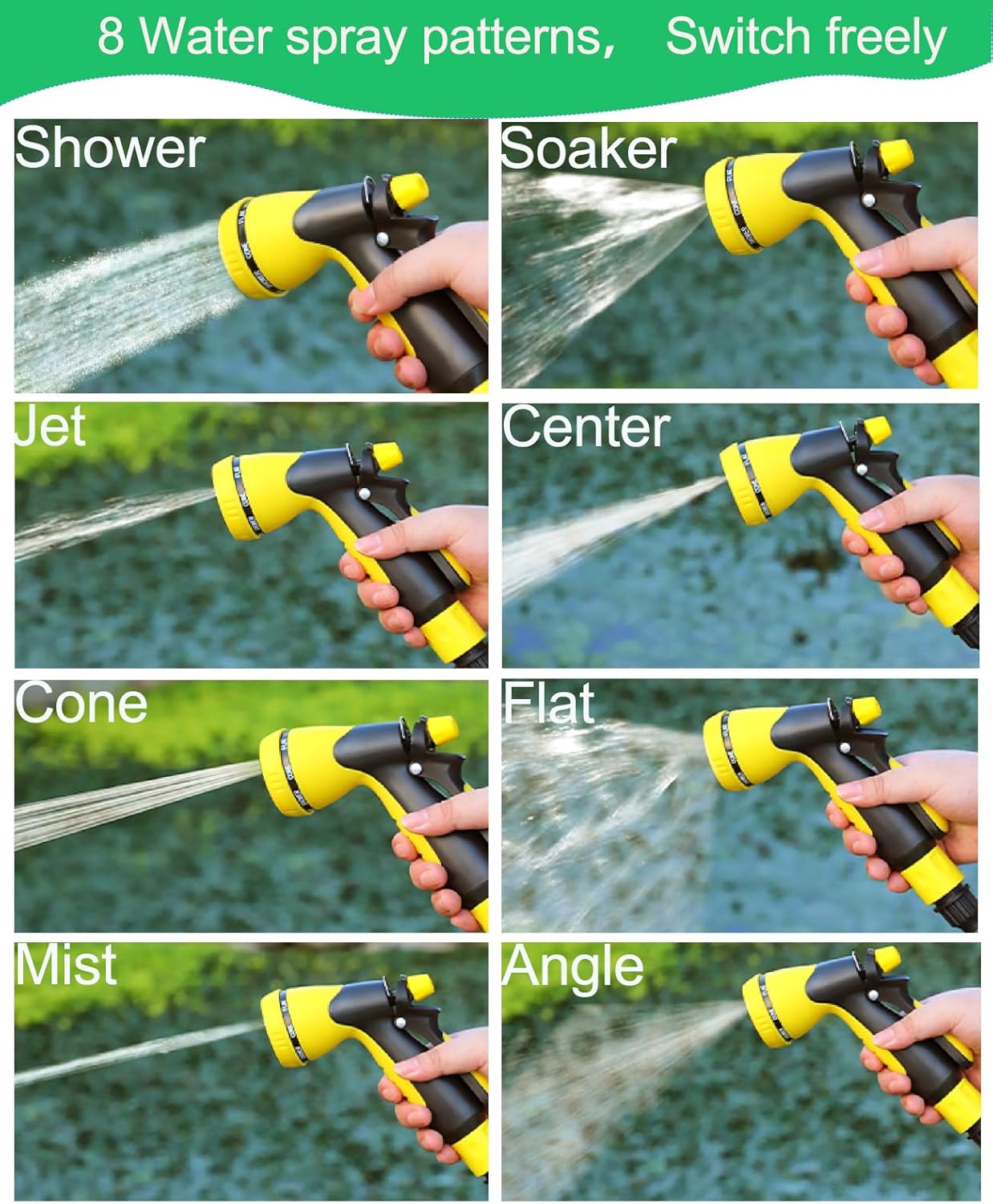 Garden Hose with Reel - 50ft Expandable Water Hose with 8-Pattern Nozzle, Lightweight & Flexible for Gardening, Car Wash, Pet Bath, Patio Cleaning, Anti-Leak Durable Design