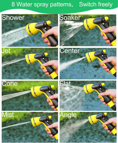 Garden Hose with Reel - 50ft Expandable Water Hose with 8-Pattern Nozzle, Lightweight & Flexible for Gardening, Car Wash, Pet Bath, Patio Cleaning, Anti-Leak Durable Design