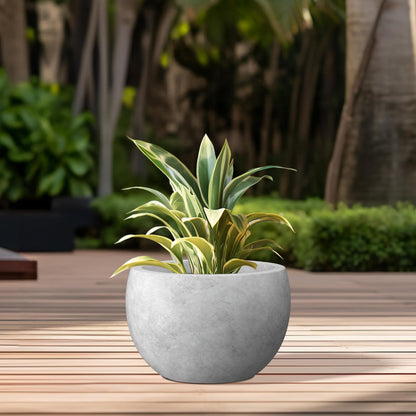 Large Round Bowl Vintage BRN Concrete Planter 19.9" Dia, Outdoor
