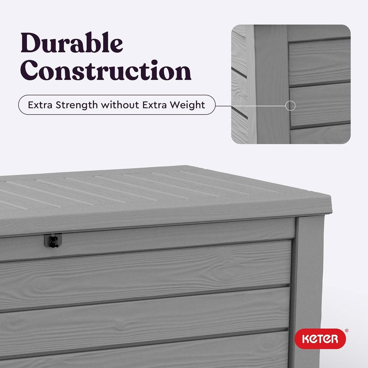 Keter 150 Gallon Resin Large Deck Box Organization and Storage Box for Patio, Outdoor Cushions, Garden Tools, Brown