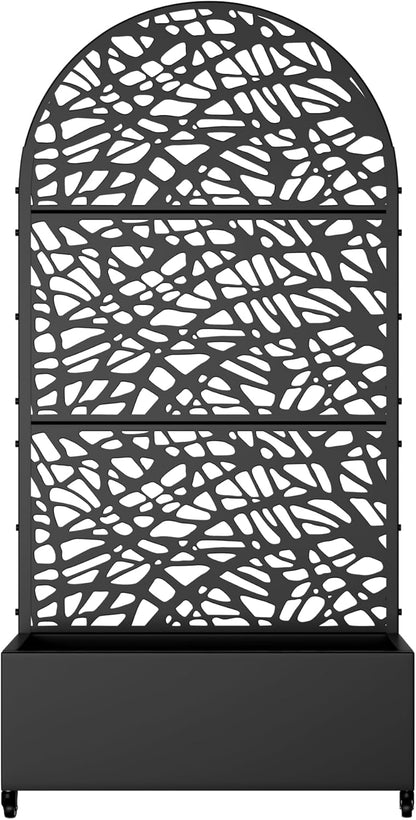 Casaphoria Metal Raised Garden Bed with Trellis and Wheels, 72"x47"x16" Planter Box for Climbing Plants, Vegetables & Vines, Features Drainage Holes and Privacy Screen (Black-Louver) - Colors D