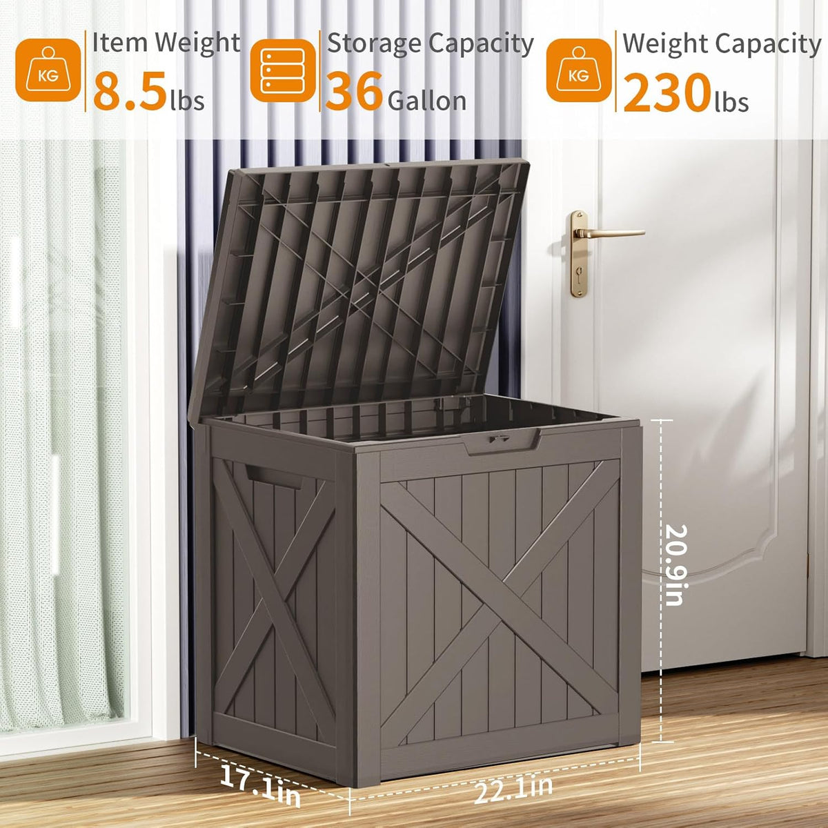 30 Gallon Outdoor Deck Box, Lockable Waterproof Outdoor Storage Boxes For Garden Tools,Indoor Cushions,Accessories Outside Storage Resin Weatherproof Container(Black)