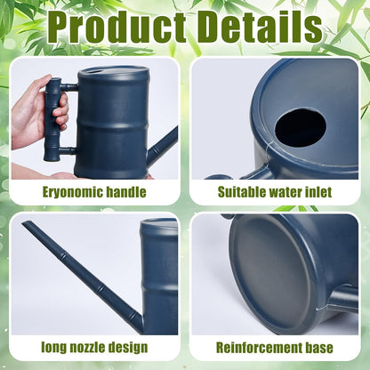 Watering Can for Outdoor Indoor Plants - Small Plastic Home Garden - with Long Spout - Blue - 64 Oz - 1/2 Gallon