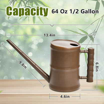 Watering Can for Outdoor Indoor Plants - Small Plastic Home Garden - with Long Spout - Blue - 64 Oz - 1/2 Gallon