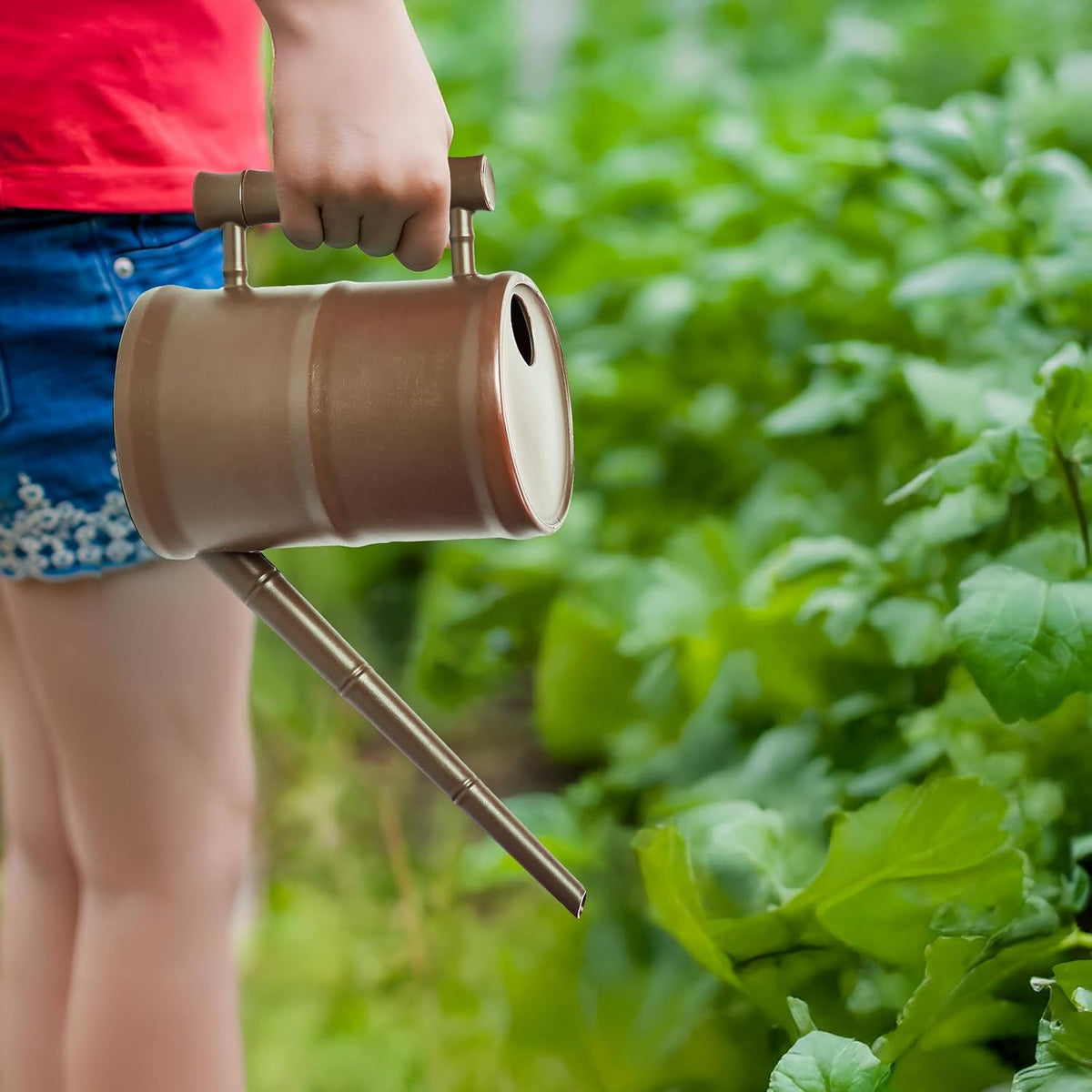 Watering Can for Outdoor Indoor Plants - Small Plastic Home Garden - with Long Spout - Blue - 64 Oz - 1/2 Gallon