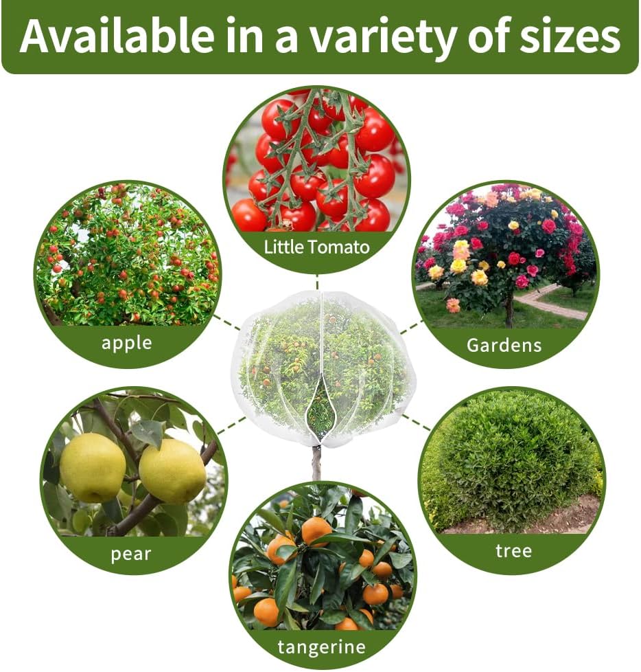 2Pcs 10X10ft Fruit Tree Netting Covers for Birds and Squirrels –Bird Nets for Fruit Trees with Zipper and Drawstring, Extra Large Durable Mesh Garden Netting to Protect Fruit Trees