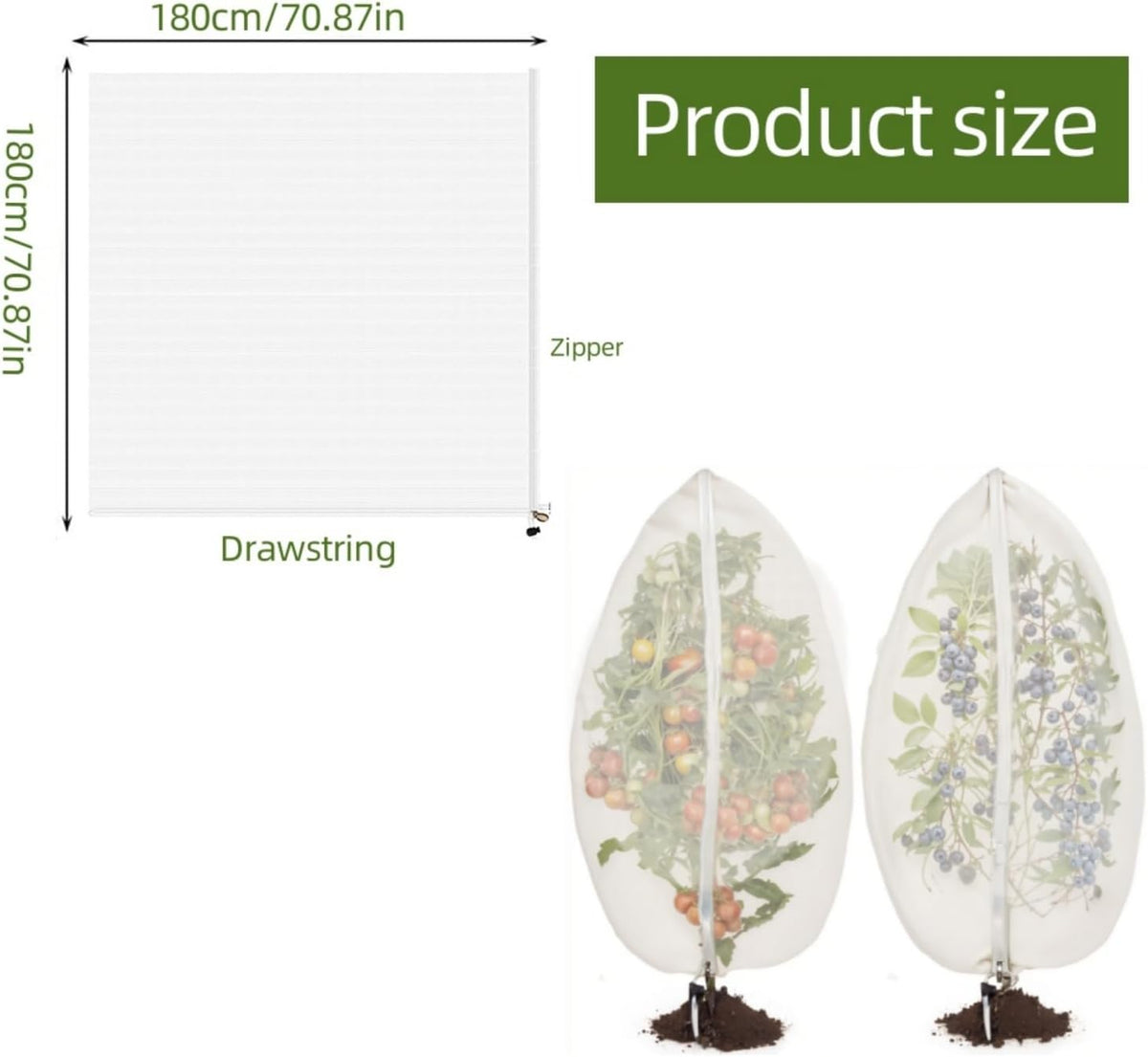 2Pcs 10X10ft Fruit Tree Netting Covers for Birds and Squirrels –Bird Nets for Fruit Trees with Zipper and Drawstring, Extra Large Durable Mesh Garden Netting to Protect Fruit Trees