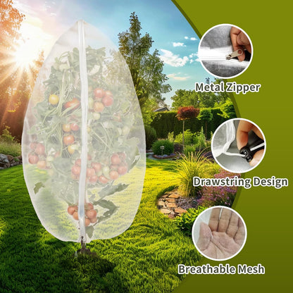2Pcs 10X10ft Fruit Tree Netting Covers for Birds and Squirrels –Bird Nets for Fruit Trees with Zipper and Drawstring, Extra Large Durable Mesh Garden Netting to Protect Fruit Trees